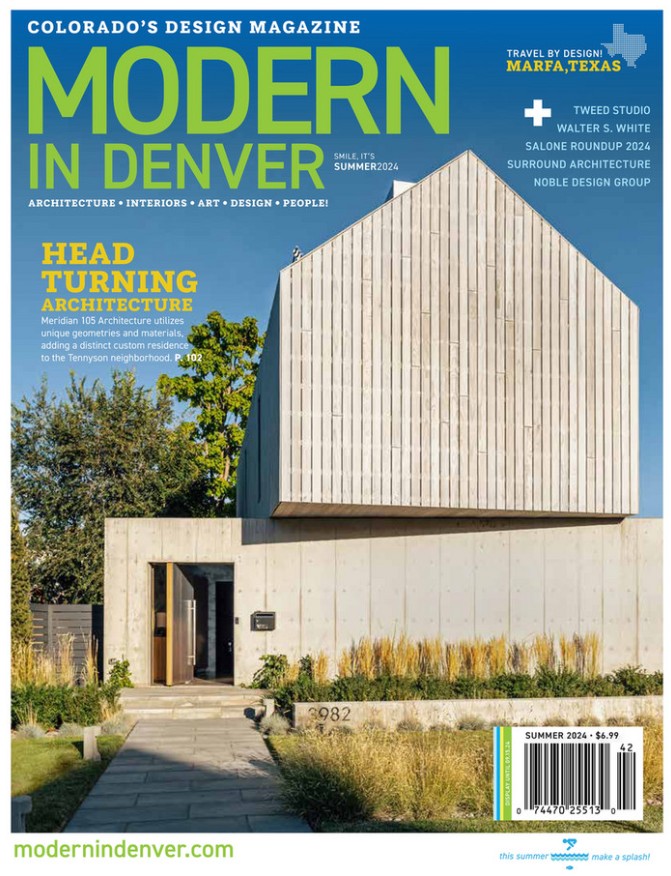Built-in bar cabinetry with open shelving and integrated storage in Denver residence